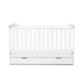 Ickle Bubba Coleby Style Cot Bed with Under Drawer Elephant Love Pink - Without Mattress