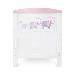 Ickle Bubba Coleby Style Cot Bed Elephant Love Pink - Without Mattress