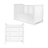 Ickle Bubba Snowdon Classic 2 Piece Furniture Set White - Fibre Mattress