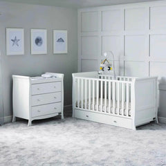 Ickle Bubba Snowdon Classic 2 Piece Furniture Set White - Fibre Mattress