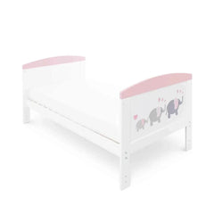 Ickle Bubba Coleby Style Cot Bed with Under Drawer Elephant Love Pink - Without Mattress