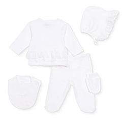 HelloBaby Girls Occasion Wear with Poppers Crew Neck Long Leg Long Sleeve - Ecru
