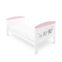 Ickle Bubba Coleby Style Cot Bed Elephant Love Pink - Premium Sprung Mattress
