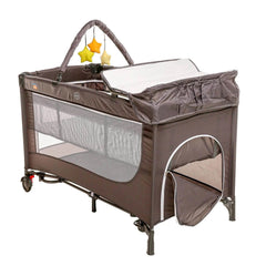 baby plus Play-Sleep Travel Cot - Grey