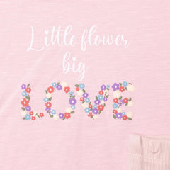 HelloBaby Girls Blouse & Leggings Set Text Print Pastel Dreams Crew Neck Full Length Short Sleeve - Pink