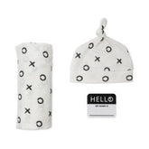 Lulujo Hello World Newborn Hat & Swaddle Set Hugs & Kisses