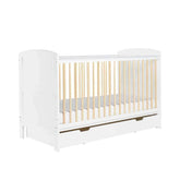 Ickle Bubba Coleby Scandi Cot Bed with Under Drawer Scandi White - Premium Pocket Sprung Mattress