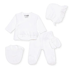 HelloBaby Girls Occasion Wear with Poppers Crew Neck Long Leg Long Sleeve - Ecru