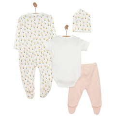 HelloBaby Girl Newborn Set 4 pcs - Pink