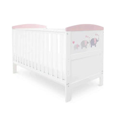 Ickle Bubba Coleby Style Cot Bed Elephant Love Pink - Premium Pocket Sprung Mattress