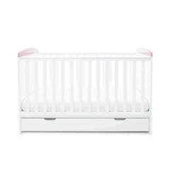 Ickle Bubba Coleby Style Cot Bed with Under Drawer Elephant Love Pink - Without Mattress