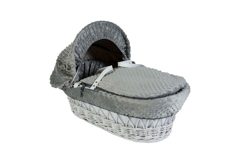 Cuddles Moses Basket Grey Dimple On White Wicker