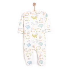 HelloBaby Newborn Boy Footed Jumpsuit - Ecru