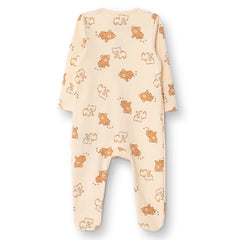 HelloBaby Newborn Footed Jumpsuit - Beige Printed