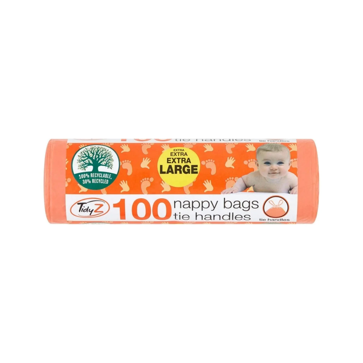 Tidyz Nappy Bags with Tie Handles on a Roll 100 pcs