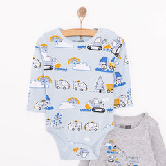 HelloBaby Boy 2-Pack Long Sleeve Bodysuit - Blue