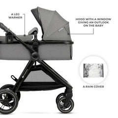 Kinderkraft Esme Pro 3-in-1 Travel System with Mink Pro Car Seat - Moonlight Grey