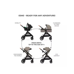 Kinderkraft Esme Pro 3-in-1 Travel System with Mink Pro Car Seat - Sand Beige