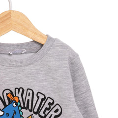 HelloBaby Basic Low Raised Dinokater Printed Sweatshirt - Grey Melange