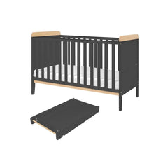 Tutti Bambini Rio Cot Bed with Cot Top Changer & Mattress - Slate/Honey Oak