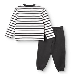 HelloBaby Boys Tracksuit Set Bear Print Lace-up Cool Boy Crew Neck Full Length Long Sleeve - Black Printed