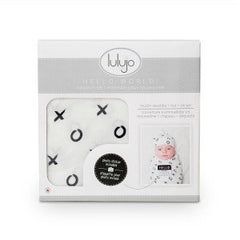 Lulujo Hello World Newborn Hat & Swaddle Set Hugs & Kisses