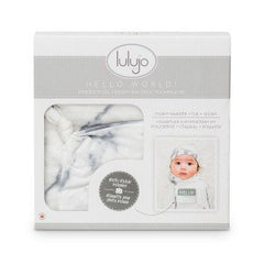 Lulujo Hello World Newborn Hat & Swaddle Set Marble