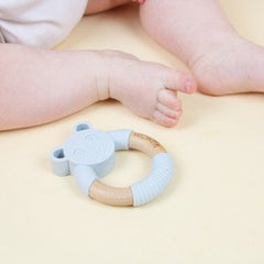 Belo And Me Animal Wood Teether Monty Mouse Blue/Grey