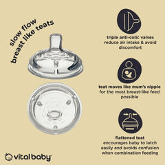 Vital Baby Nurture Breast Like Teats Slow Flow Pack of 2