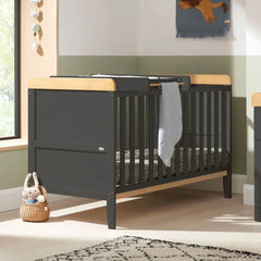 Tutti Bambini Rio Cot Bed with Cot Top Changer & Mattress - Slate/Honey Oak