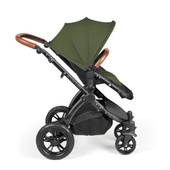 Ickle Bubba Stomp Luxe Travel System with i-Size Stratus Car Seat & ISOFIX Base 12 pcs - Black & Woodland & Tan
