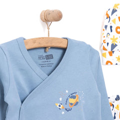 Newborn Baby Boy Onesie-Hat-Booted Bottom 3Pcs - Ecru