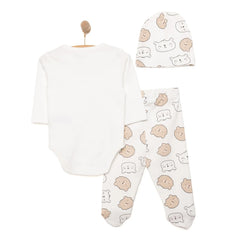 HelloBaby Boy Body-Footed Bottom-Hat - Ecru