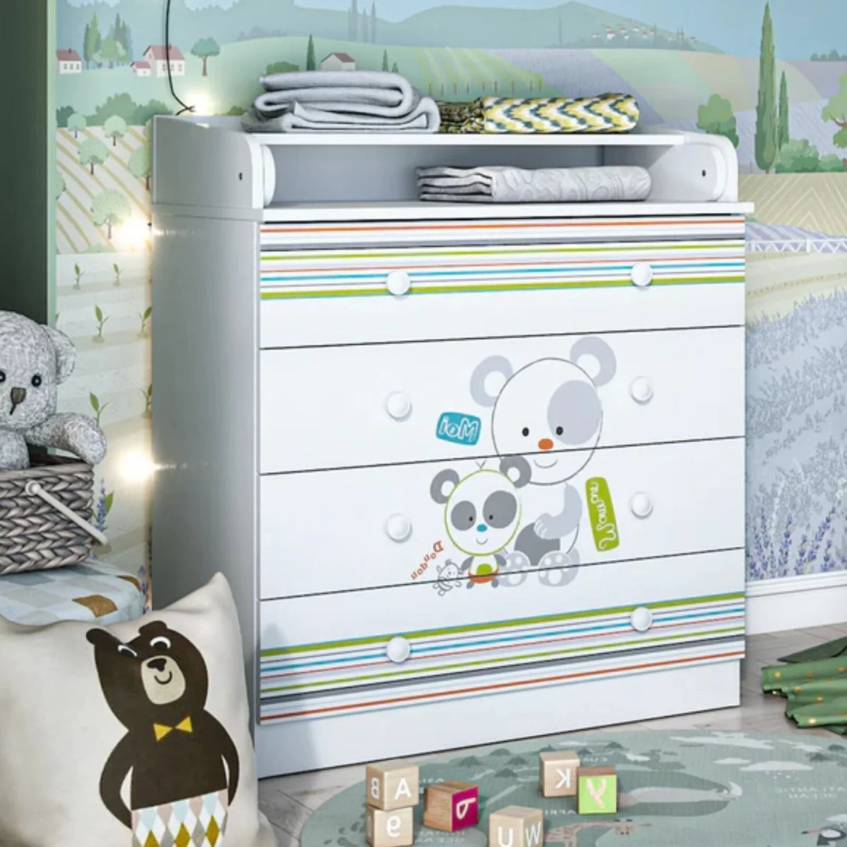 Shefa Kids 800 Changing Dresser - Pandas
